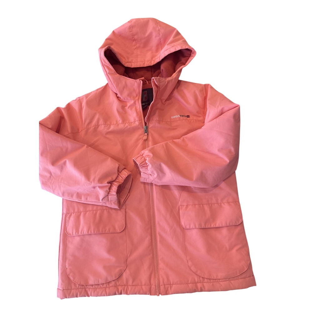 SwissTech Youth Hooded Winter Jacket Girls Size L (10–12) Salmon Color